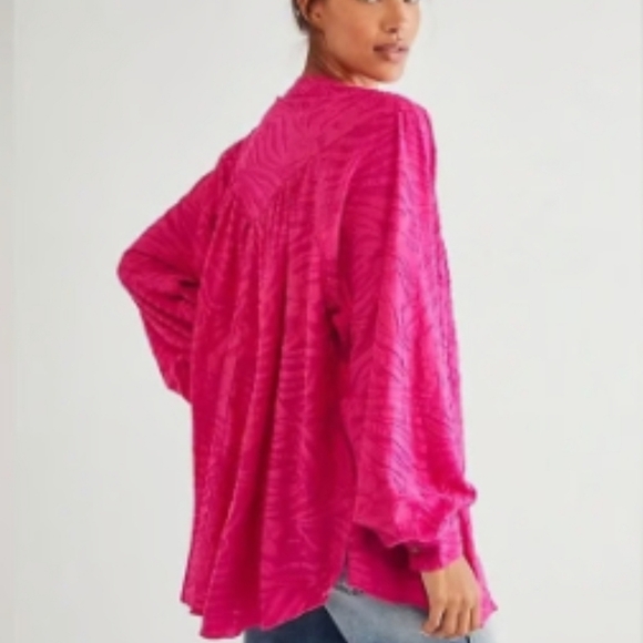 Free People Can't Stop Dreaming Flowy Tunic Size Small Hot Pink - Picture 2 of 9